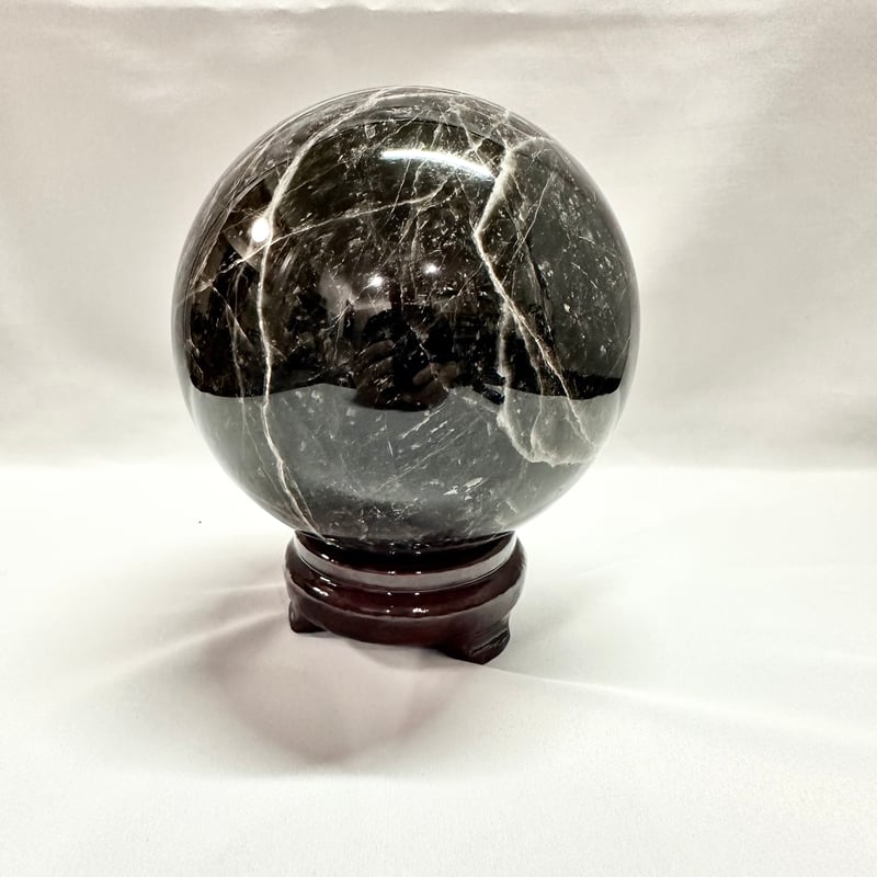 モリオン(黒水晶)丸玉 置き石 台座付き 直径13.5cm | うさぎ屋 モリオン(黒水晶)丸玉 置き石 台座付き 直径13.5cm | うさぎ屋