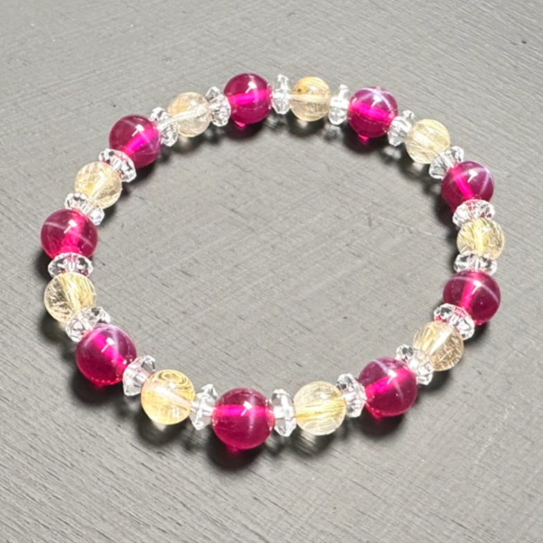 ルビーと水晶のブレスレット 楽天市場】ルビー＆水晶 キラキラカットブレスレット 天然石