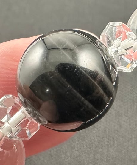 ブラックタイガーアイと水晶のブレスレット