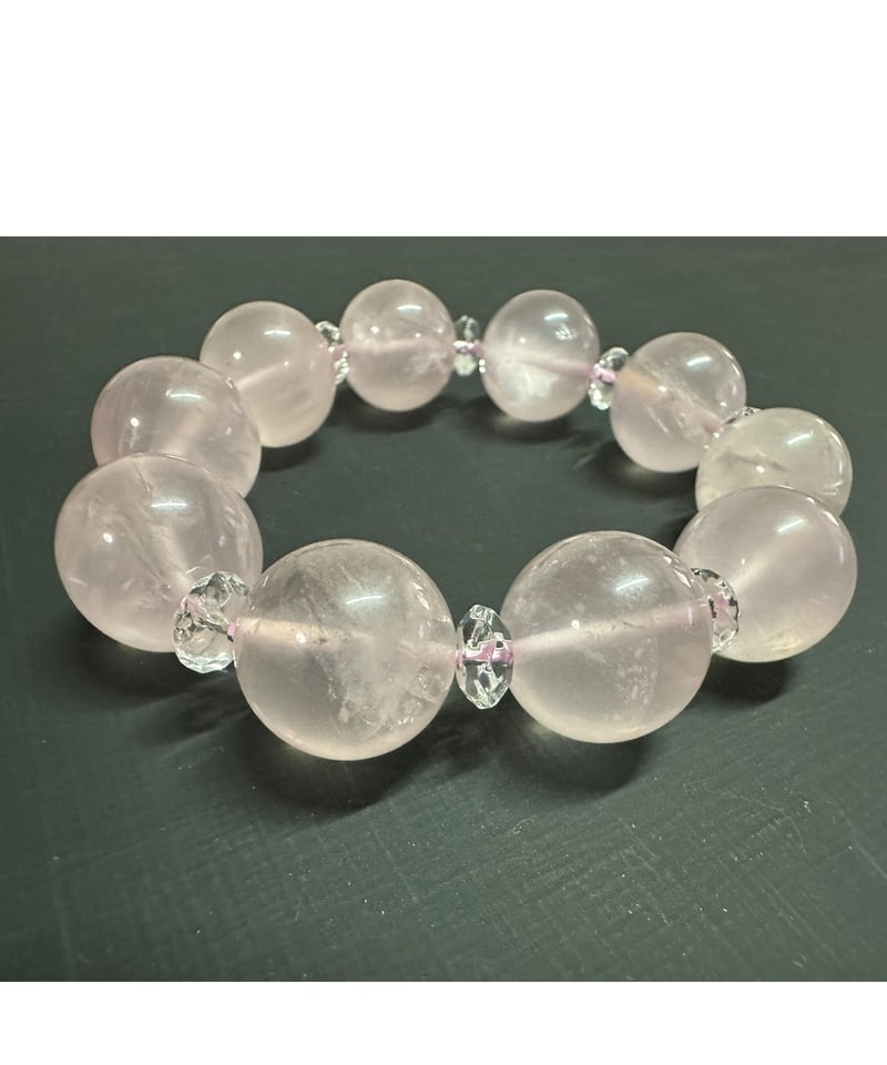 ローズクォーツ大玉ブレスレット | うさぎ屋