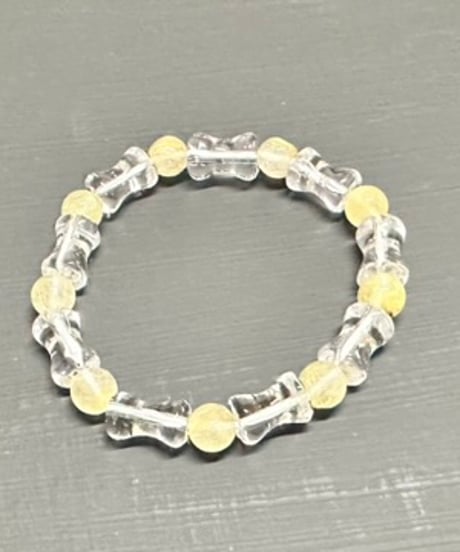 バンブーカット水晶とゴールドルチルの開運金運ブレスレット
