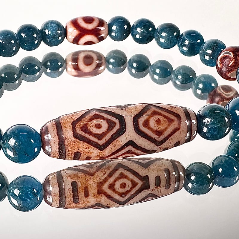 龍眼天珠(龍六眼天珠) ラピスラズリ ブレスレット 20cm 龍神天珠 皇帝龍