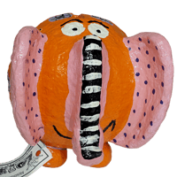 カラフル水玉のゾウ（象、ぞう）張子貯金箱11