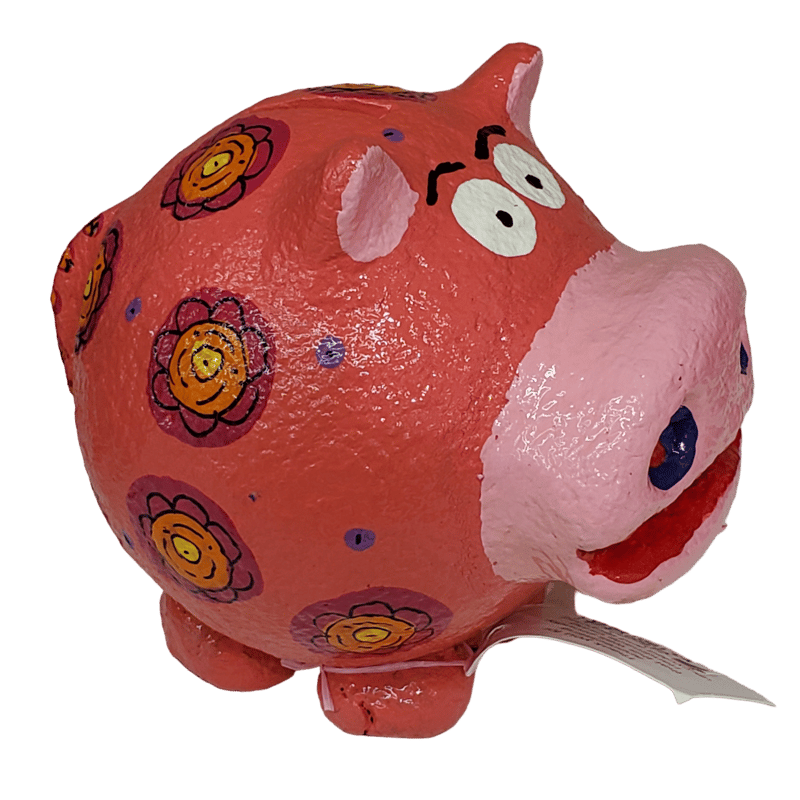 カラフル水玉のカバ(かば）張子貯金箱21 | マデリーフ