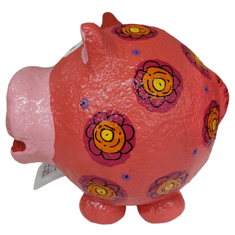 カラフル水玉のカバ(かば）張子貯金箱21