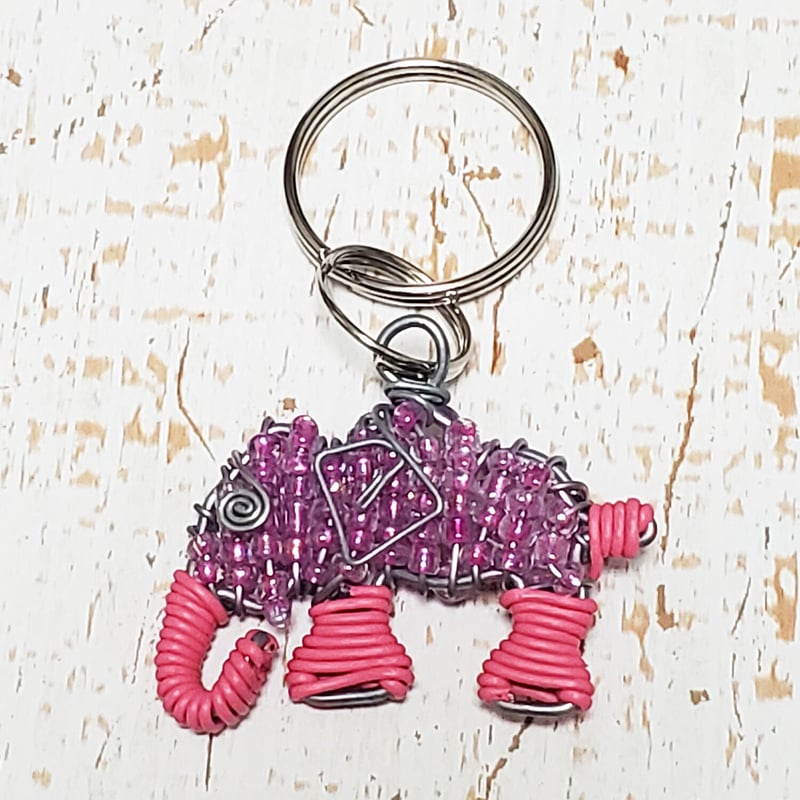 南アフリカの小さなビーズアニマルキーリング（ゾウ、象） | マデリーフ