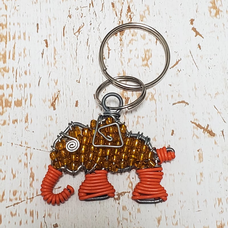 南アフリカの小さなビーズアニマルキーリング（ゾウ、象） | マデリーフ