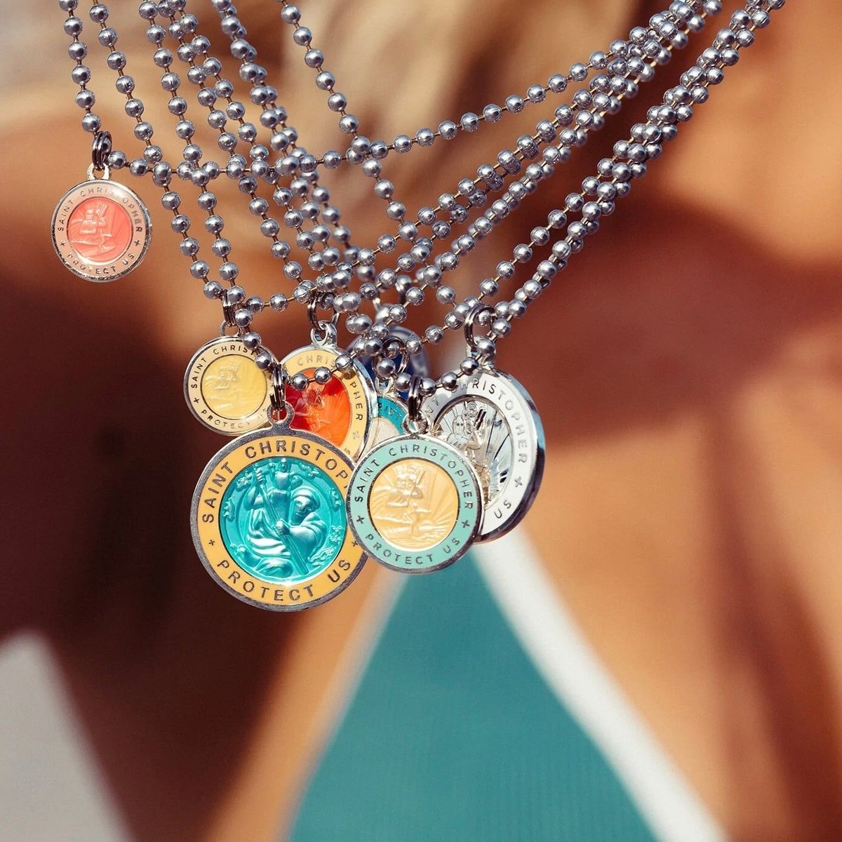 FABLE レベッカ サドルバッグ 刺繍入り シグネット THE ORIGINAL SMALL / CORAL / LAGOON | GET BACK