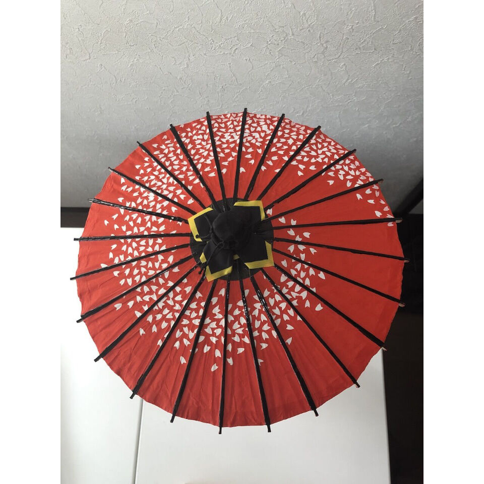 新型 傘福飾り台（藤紫ミニ和傘セット）（ミニ和傘の色・柄変更可