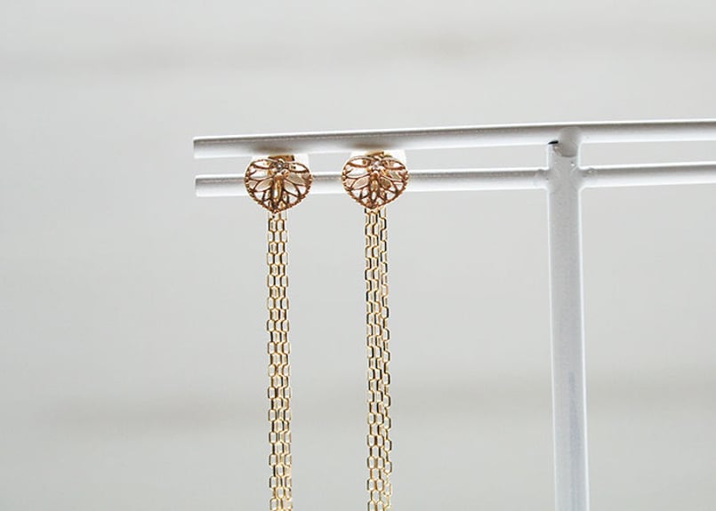 K10YG/ ロングチェーンピアス【AOI / 葵】/WAMON MINI GOLD (PE2