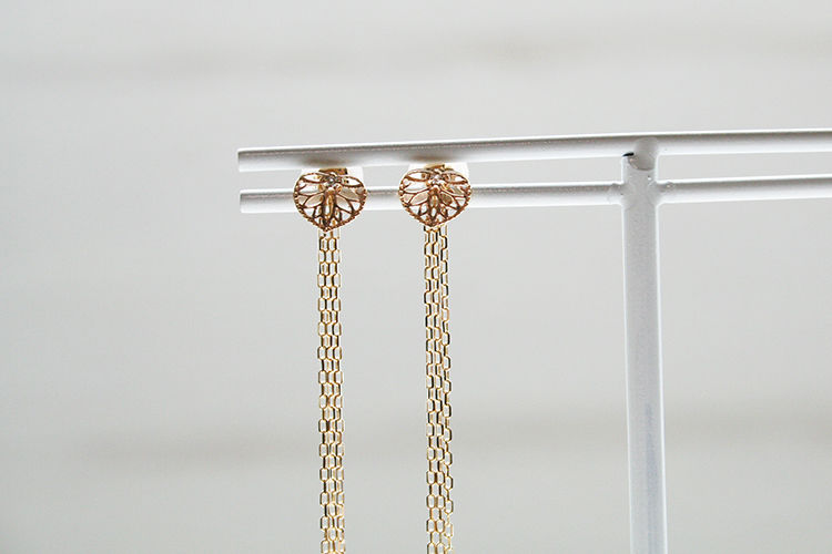 K10YG/ ロングチェーンピアス【AOI / 葵】/WAMON MINI GOLD (PE2