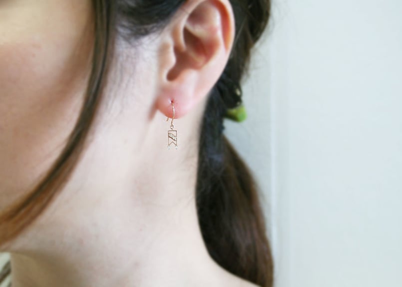 K10YG/ダイヤピアス【TANZAKU / 短冊】（PE10069Y） | cocotoジュ