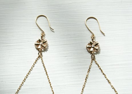 K10YG/ ダイヤ・パールピアス【SAKURA / 桜】/WAMON MINI GOLD (PE20036Y-P)