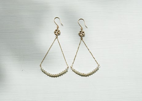 K10YG/ ダイヤ・パールピアス【SAKURA / 桜】/WAMON MINI GOLD (PE20036Y-P)