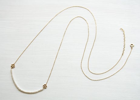 K10YG/ ダイヤ・淡水パールロングネックレス【 SAKURA/ 桜】/WAMON MINI GOLD (NC20026Y-80)
