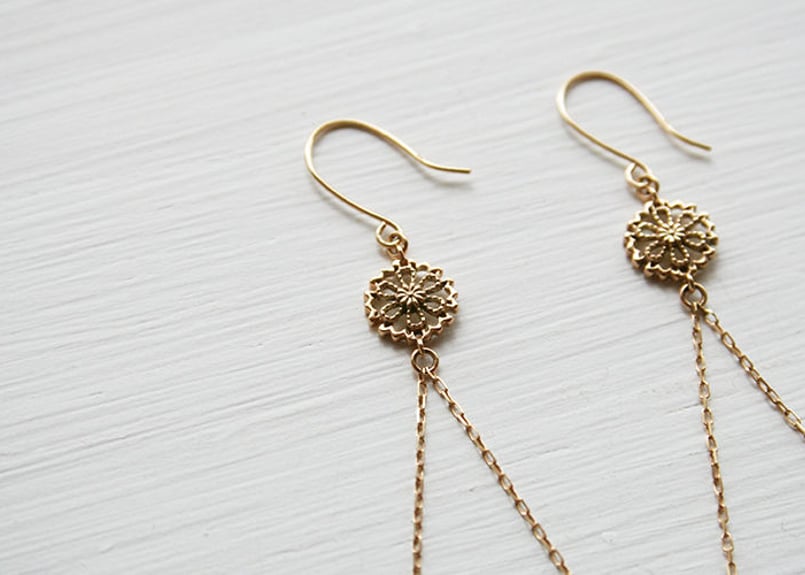 K10YG/ ピアス【YUKIWA KIKU / 雪輪菊】/WAMON MINI GOLD (