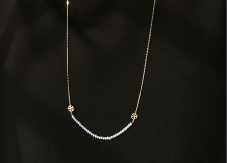 K10YG/ ダイヤ・淡水パールロングネックレス【 SAKURA/ 桜】/WAMON MINI GOLD (NC20026Y-80)