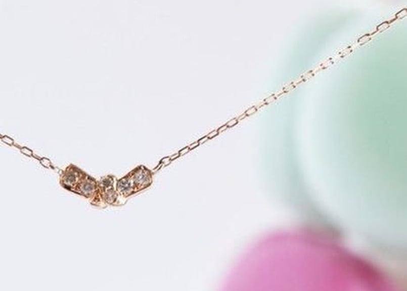 K10/ダイヤネックレス【MUSUBI MON / 結び文】（NC10070）YG/PG