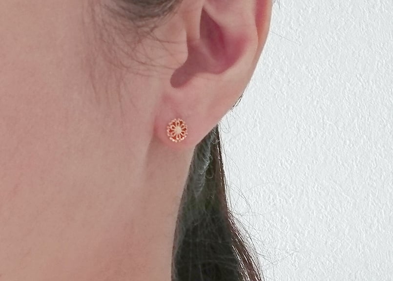 K10YG/ ピアス【YUKIWA KIKU / 雪輪菊】/WAMON MINI GOLD (