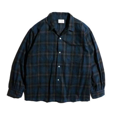 TOWNCRAFT / OMBRE LOOP COLLAR COTTON FLANNEL SHIRTS (navy)