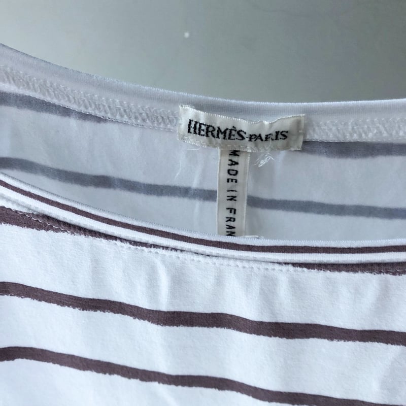 HERMES ストライプ Tシャツ 半袖マルジェラ期 ボーダー柄 丈短め