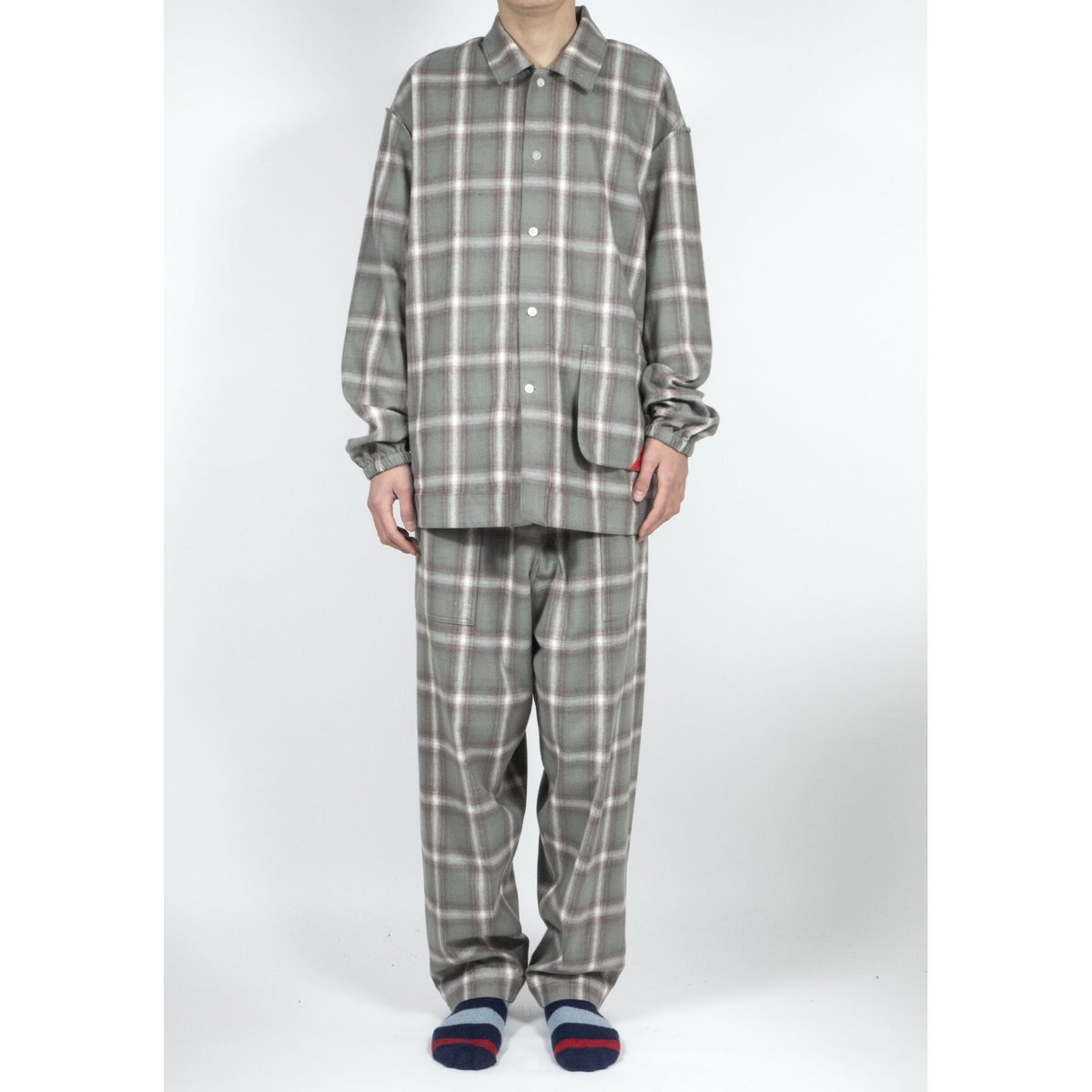 PHINGERIN / NIGHT SHIRT NEL OMBRE(gray plaid) |