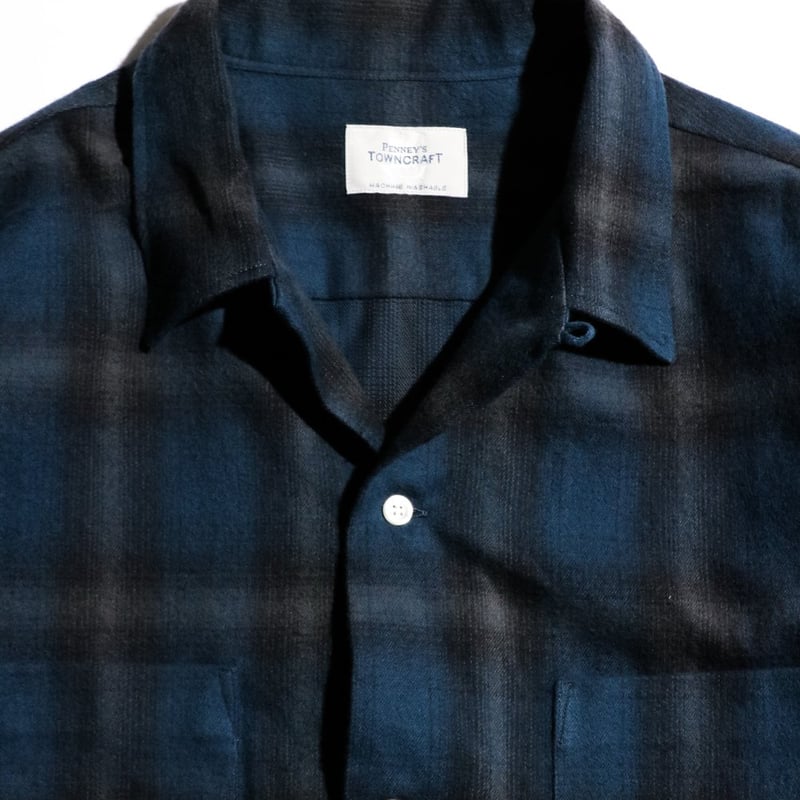 TOWNCRAFT / OMBRE LOOP COLLAR COTTON FLANNEL SH
