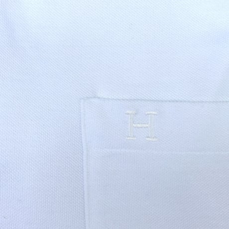 HERMES /  "H" L/S Polo Shirt  (white)  (Hi brand hurugi)