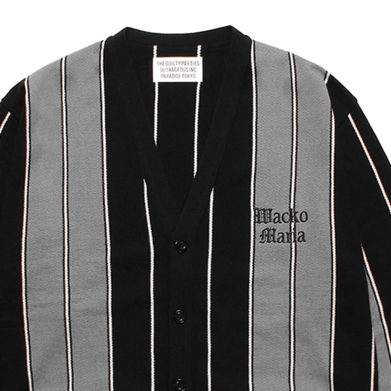 WACKO MARIA /STRIPED KNIT JACQUARD CARDIGAN(gra...