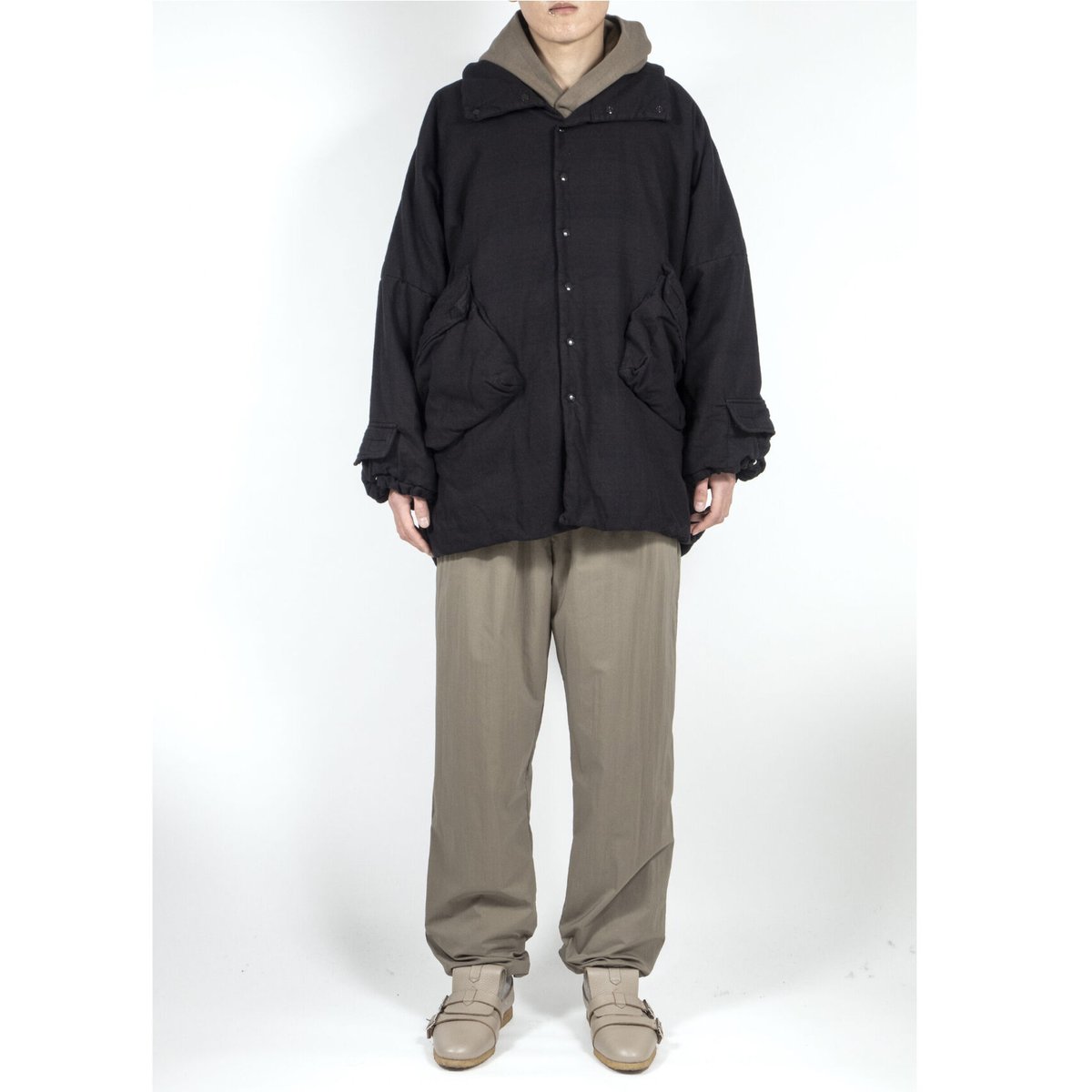 PHINGERIN / FUTON COAT NEL DYE(black)