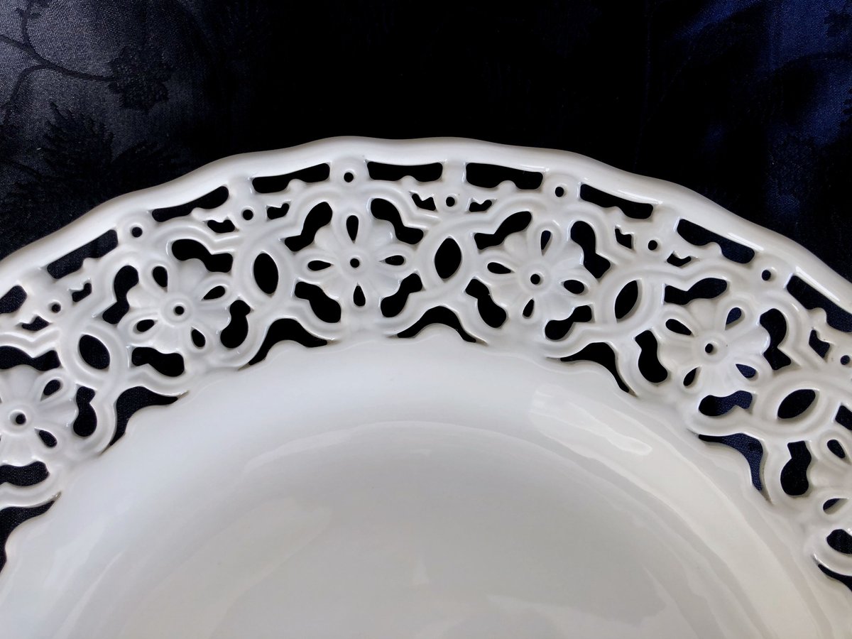 透かし皿（大皿32㎝） | Meissen's rose & white porcelain