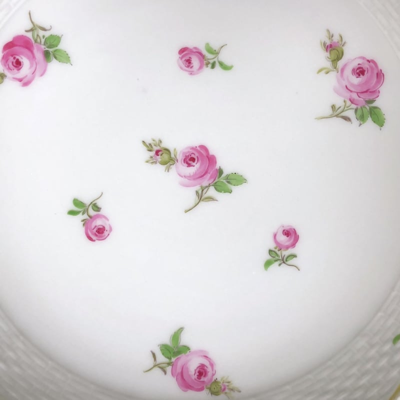 プチローズB（オツィエレリーフ・網目皿） | Meissen's rose & white p