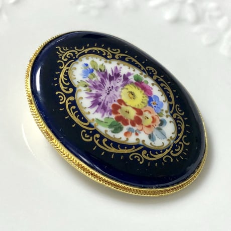 マイセン ペンダント（瑠璃金彩フラワーブーケ）