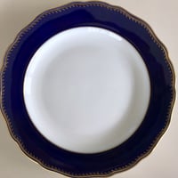 （入荷数4枚）瑠璃 手描き金彩リム皿25㎝