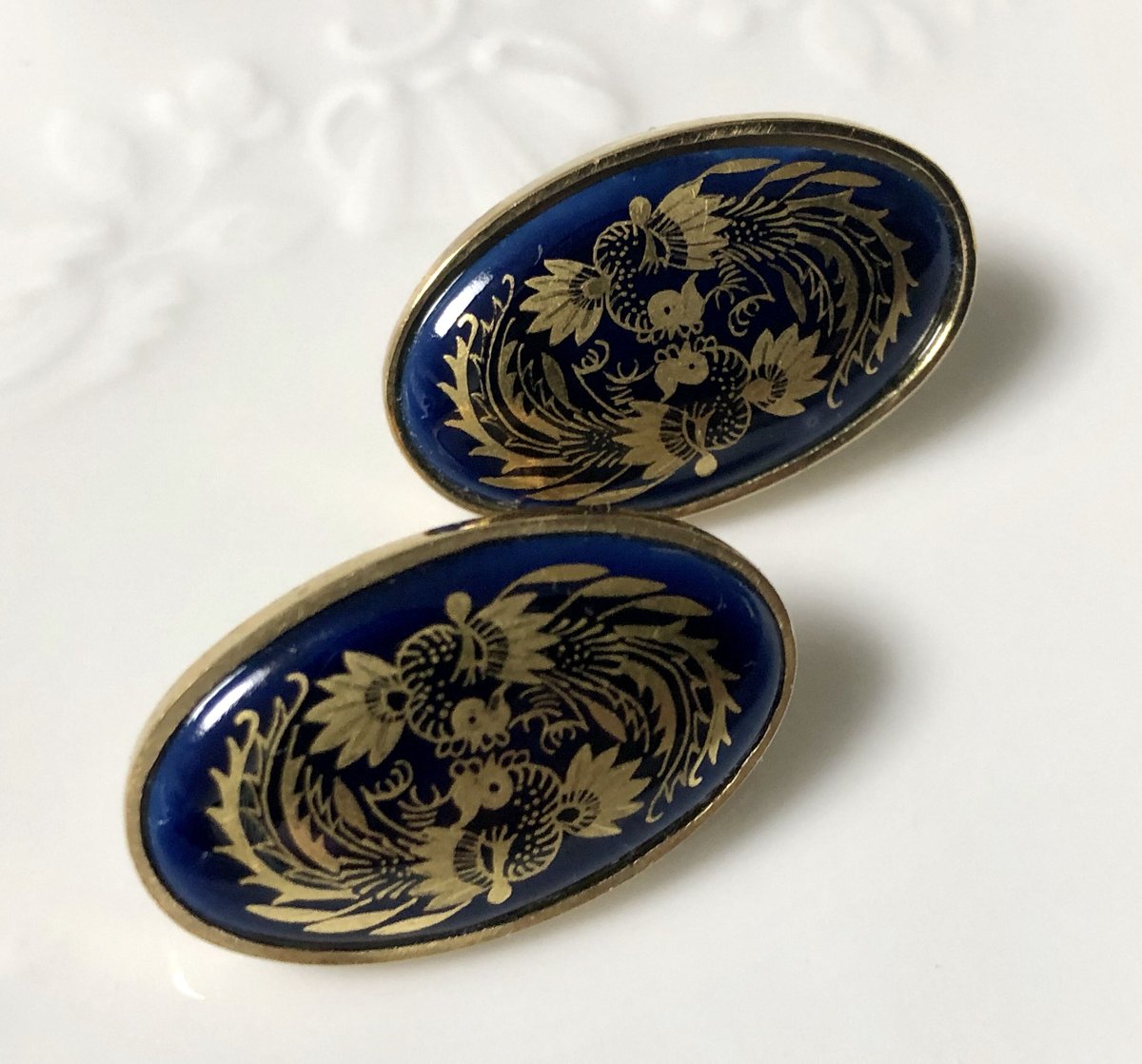 マイセン/ピアス瑠璃金彩鳳凰 | Meissen's rose & white porcela