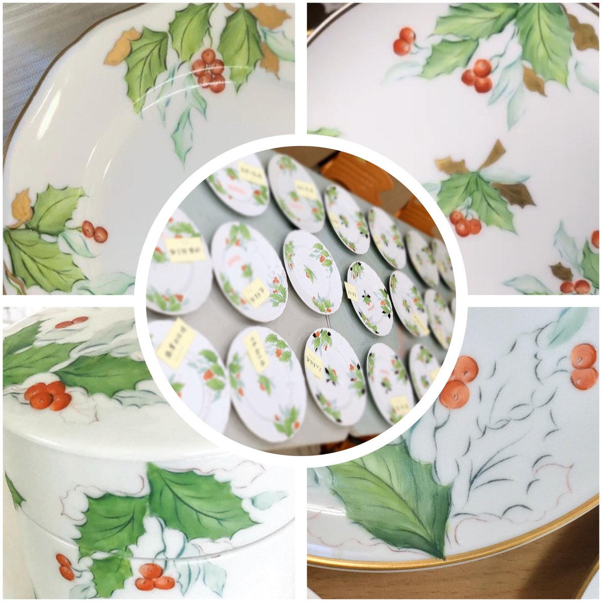 クリスマスプレートセット ヒイラギデザイン 大27.5cm中21cm 10枚