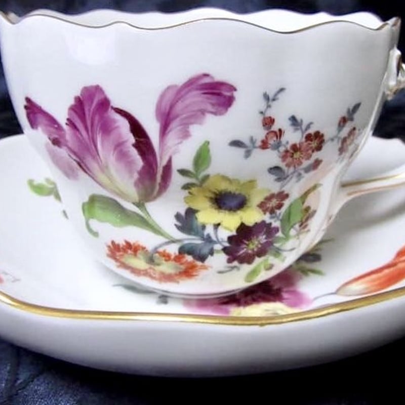 マイセン 5つ花 カップ&ソーサー | Meissen's rose & white porc マイセン 5つ花 カップ&ソーサー | Meissen's rose & white porc