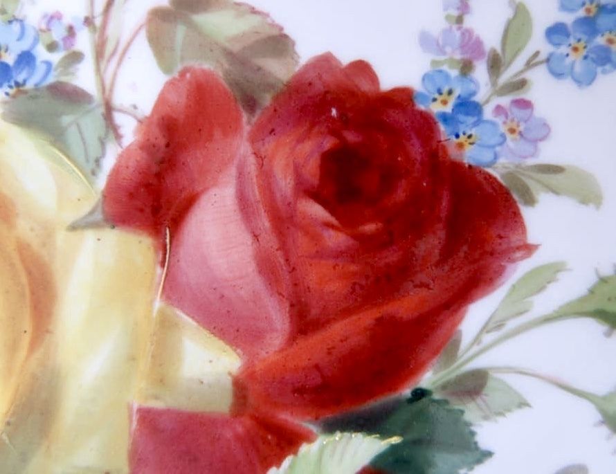 アンティークマイセン   ルイ・ダモン特注　ビューローズの花絵プレート アンティークマイセン ルイ・ダモン特注 ビューローズの花絵プレート