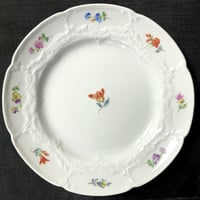 マイセンアンティーク 自然主義フラワーブーケ瑠璃金彩皿25