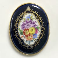 マイセンアンティーク 自然主義フラワーブーケ瑠璃金彩皿25