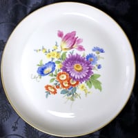 マイセンアンティーク 自然主義フラワーブーケ瑠璃金彩皿25