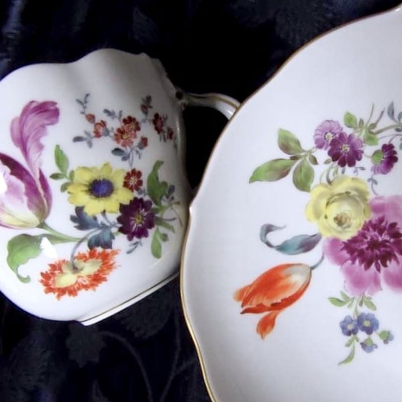 MEISSEN - マイセン 5つ花 カップ&amp;ソーサー マイセンベーシックフラワー五つ花コーヒーカップ＆ソーサー