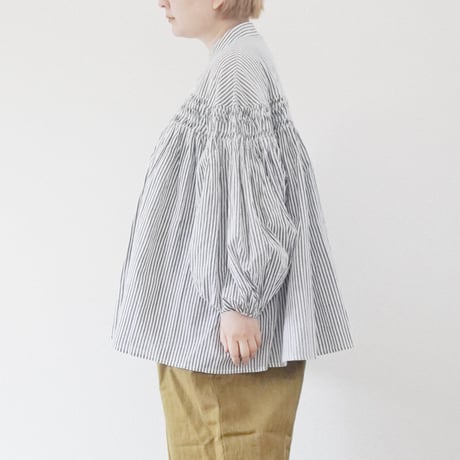 ＊レディース＊SLOWHANDS-スローハンズ-bolck stripe pin tuck clown shirts
