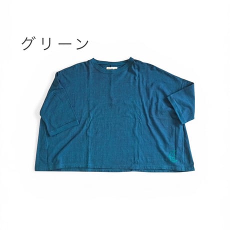 ２色＊レディース＊SLOWHANDS-スローハンズ- 七分袖ワイドTシャツ