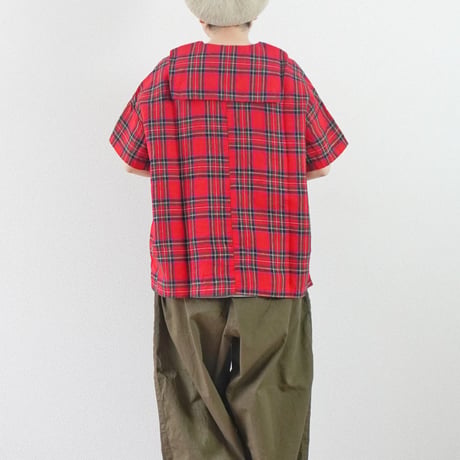 2色＊レディース＊快晴堂 -セーラーズシャツ タータンチェック/エバーグリーン 61S-05