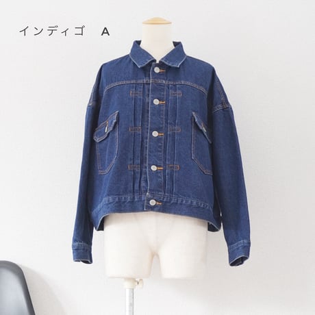 2色＊レディース＊ichi-イチ-ショート デニムジャケット 2nd TYPE with ヴィンテージピンズ10個