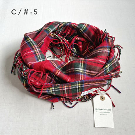 3色goods＊ ISLAND KNIT WORKS-アイランドニットワークス-チェック柄＆無地 フリンジスヌード