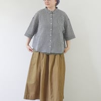 2色＊ASCOT by yim-アスコットバイイム-コットンリネンボイル クラブネック五分袖ブラウス
