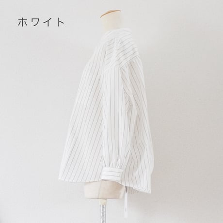2色＊レディース＊Linen ya-リネンヤ-コットンタイプライターバンドカラーシャツ