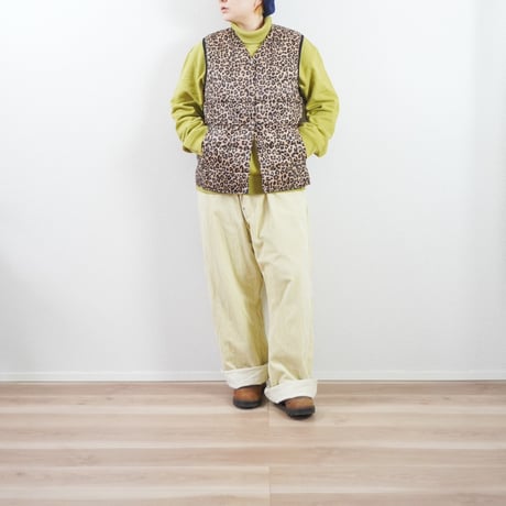 ＊レディース＊i c h i × TAION - Knit Cardigan + Leopard Inner Down Vest